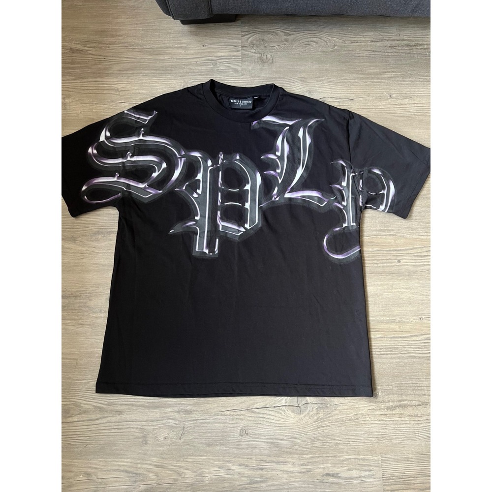Supply & Demand Men's Chrome Grill T-Shirt Black Purple Size Large